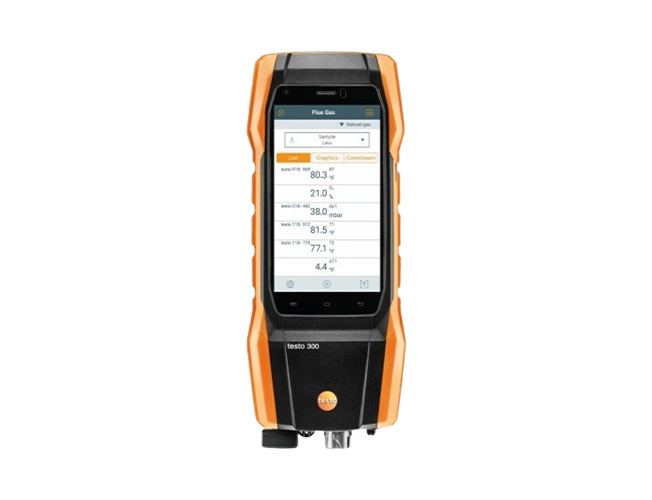 Testo 300 Pro Commercial Combustion Analyzer Kit with Bluetooth and printer, O2, 0 to 4000 ppm CO