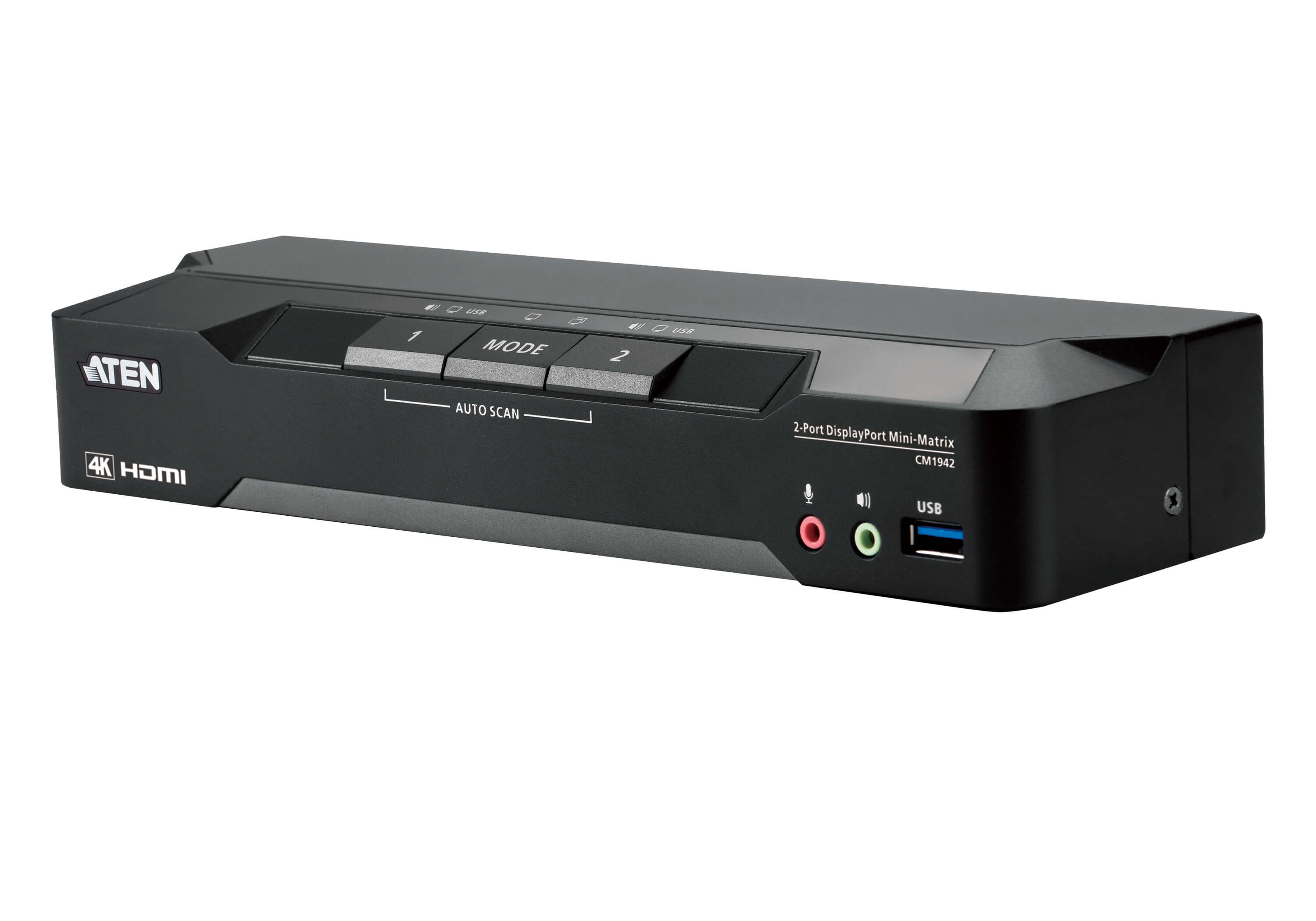 2-Port 4K DisplayPort Dual Display Mini-Matrix Boundless KVM Switch