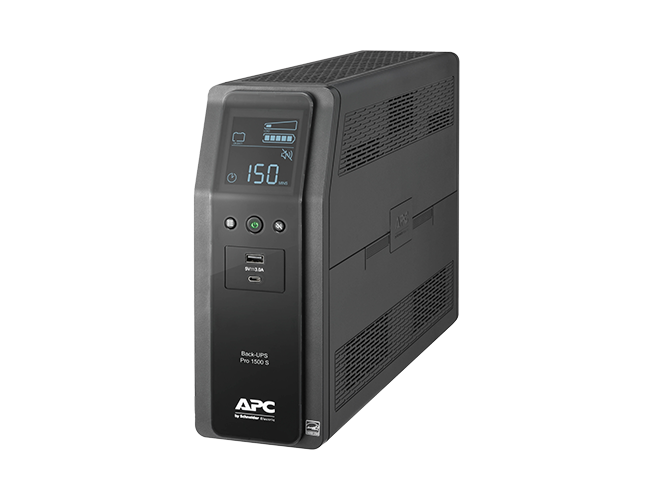 APC Back-UPS Pro, 1500VA/900W, Tower, 120V, 10x NEMA 5-15R outlets, AVR, USB Type A + C ports, LCD, User Replaceable Battery