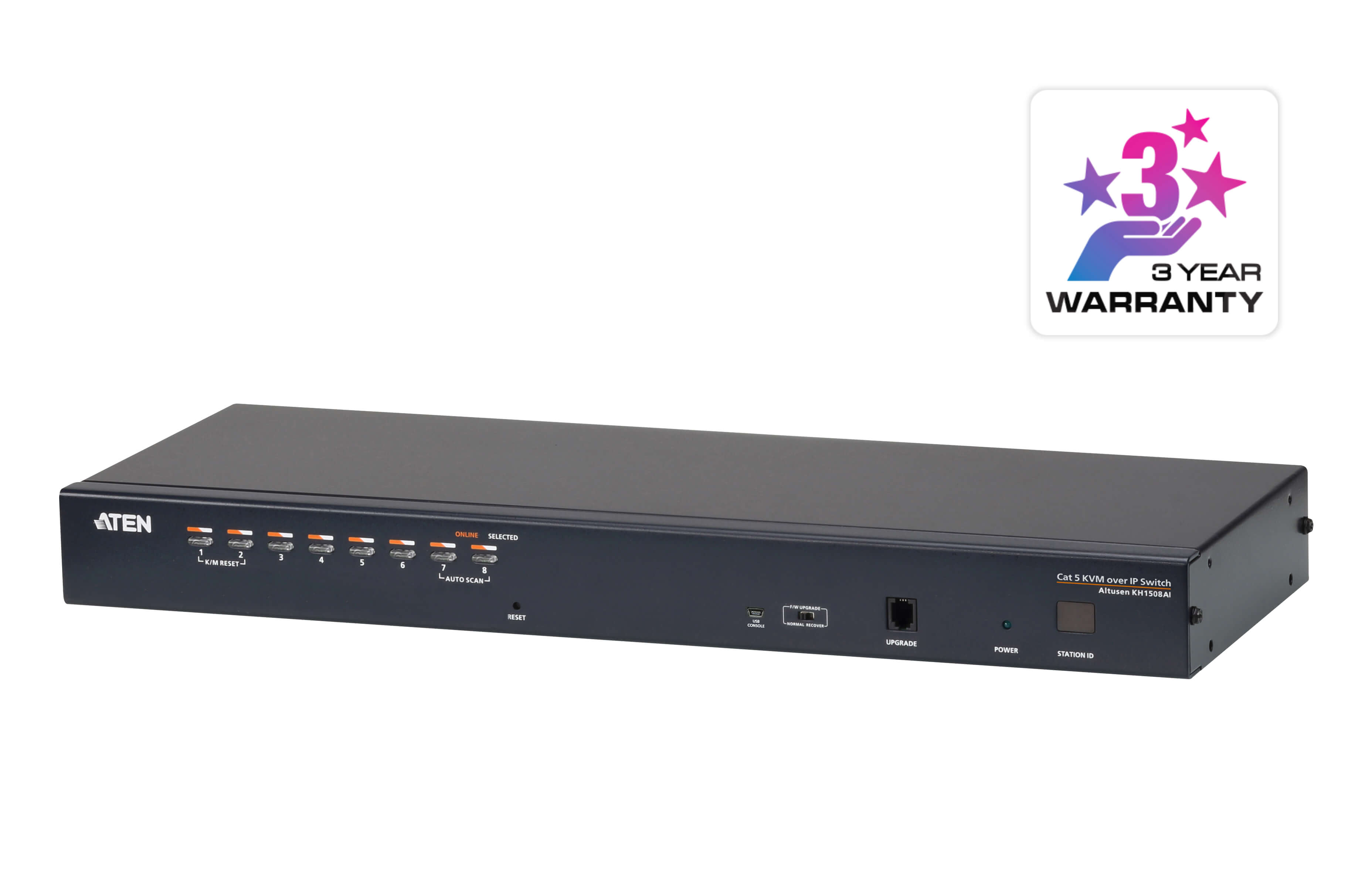 Aten 1-Local/Remote Shared Access 8-Port Multi-Interface Cat 5 KVM over IP Switch
